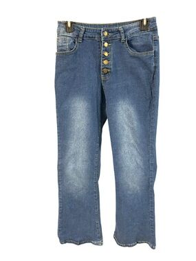 Falmer Heritage Women’s High Rise Button Fly Straight Leg Jeans Size L Blue
